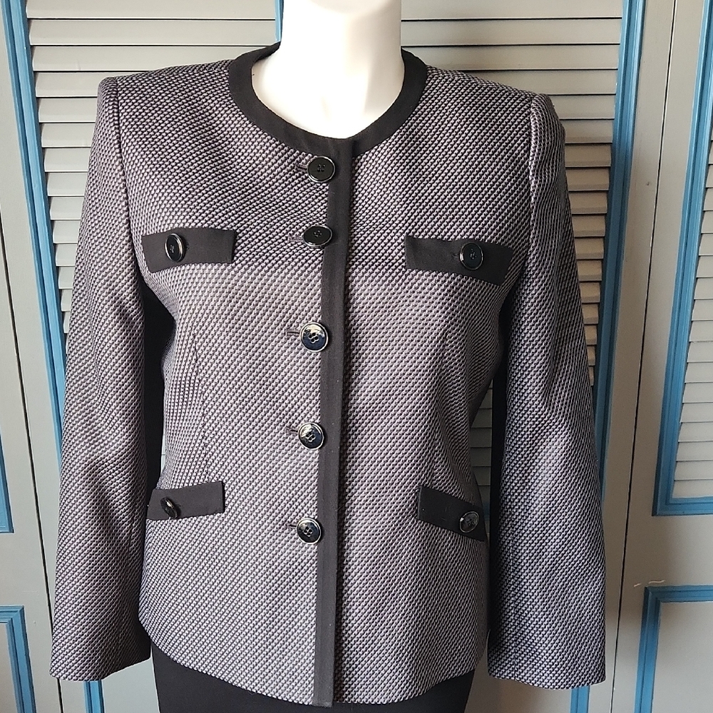 Kasper Vintage Black & Charcoal Textured Blazer